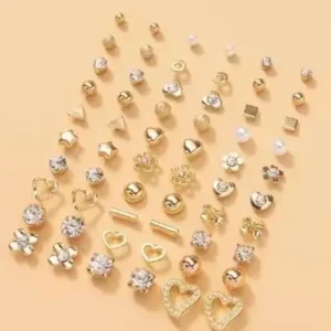 RARE 1 Gold Plated Multicolor Pearl & AD Studs Combo – 30 Pairs ( default, Standard )
