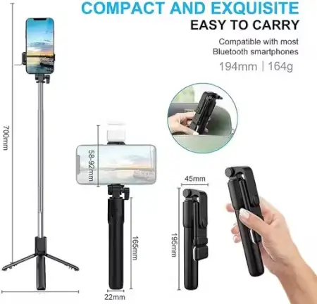 Bluetooth Extendable Selfie Stick – Wireless Remote Tripod ( default, Standard )