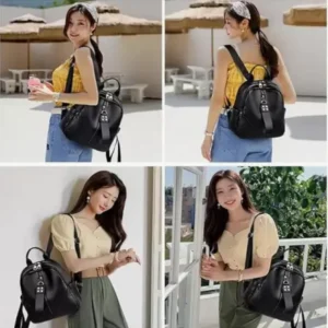 Leather Camera Backpack – Dual Compartment Solid Pattern ( default, Standard )